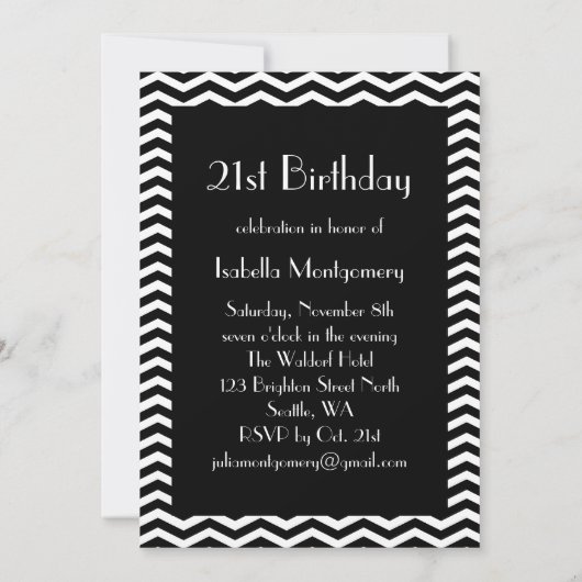 Black and White 1920's 21st Birthday Invitation (Dos)