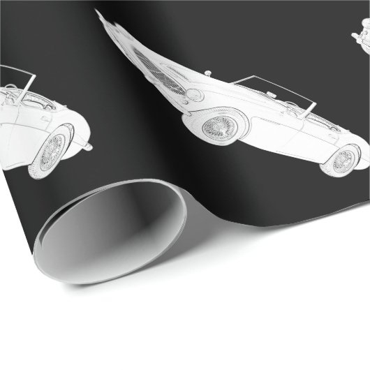 Black and White 1960 Austin-Healey Rendering Cadeaupapier (Rol Hoek)