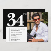 Black and White 34e anniversaire Invitations Photo (Devant / Derrière)