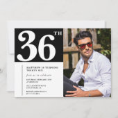 Black and White 36e anniversaire Invitations Photo (Devant)