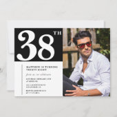 Black and White 38e anniversaire Invitations Photo (Devant)