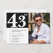 Black and White 43e anniversaire Invitations Photo (Devant)
