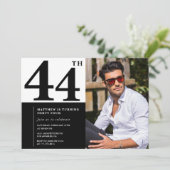Black and White 44th Birthday Invitations Photo (Debout devant)
