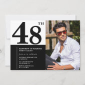 Black and White 48th Birthday Invitations Photo (Devant)