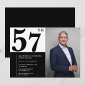 Black and White 57th Birthday Invitations Photo (Devant / Derrière)