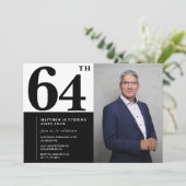 Black and White 64th Birthday Invitations Photo (Debout devant)