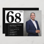 Black and White 68th Birthday Invitations Photo (Devant / Derrière)