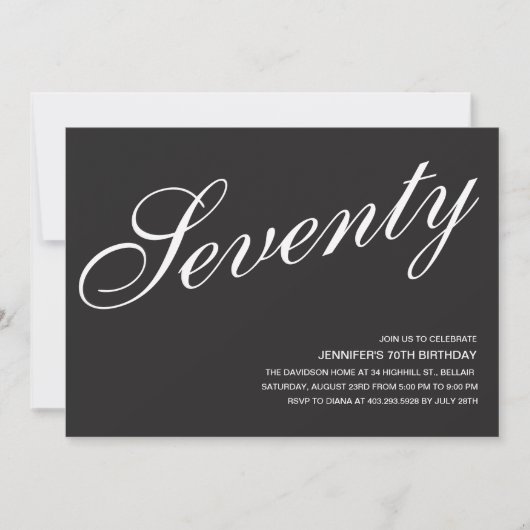 Black and White 70e anniversaire Invitations (Devant)