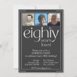 Black and White 80th Birthday Party Invitation<br><div class="desc">Quatre-vingt ans aimés. Elégante invitation de fête de 80ème anniversaire en noir et blanc avec trois photos. Surprenez votre être cher avec une fête spéciale célébrant ses 80 ans de vie.</div>