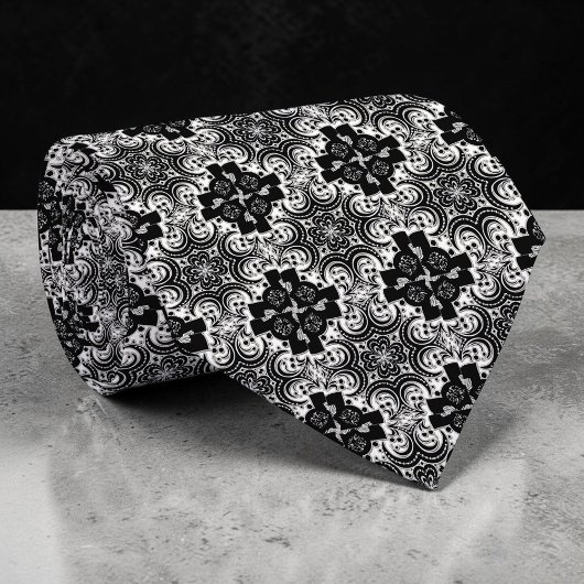 Black and White Abstract Custom Necktie Stropdas