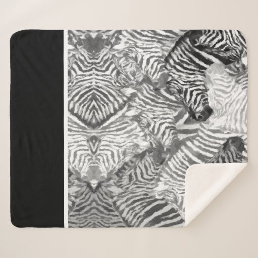 Black and White Abstract Zebra Art Sherpa Deken (Voorkant (horizontaal))
