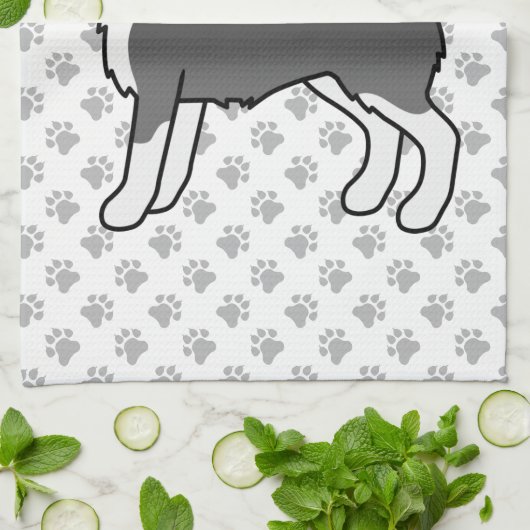 Black and White Alaskan Malamute Cute Dog Theedoek (Gevouwen)