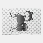 Black and White Alaskan Malamute Cute Dog Theedoek (Horizontaal)