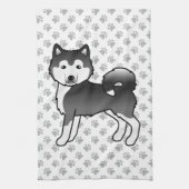 Black and White Alaskan Malamute Cute Dog Theedoek (Verticaal)
