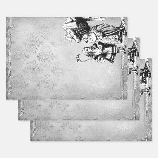 Black and White Alice in Wonderland met Duchess Inpakpapier Vel (Set)