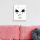 Black and White Alien Head Illustration Canvas Afdruk (Insitu (Woonkamer))