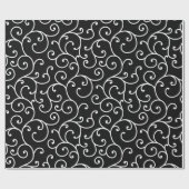 Black and White allover seamless scroll designpatt Cadeaupapier (Vlak)