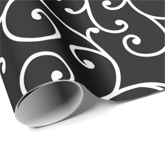 Black and White allover seamless scroll designpatt Cadeaupapier (Rol Hoek)