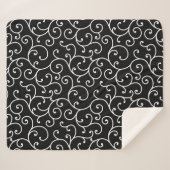 Black and White allover seamless scroll designpatt Sherpa Deken (Voorkant (horizontaal))
