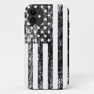 Black and White American Flag iPhone Case