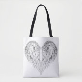 Black and White Angel Wing Heart Canvas tas (Voorkant)
