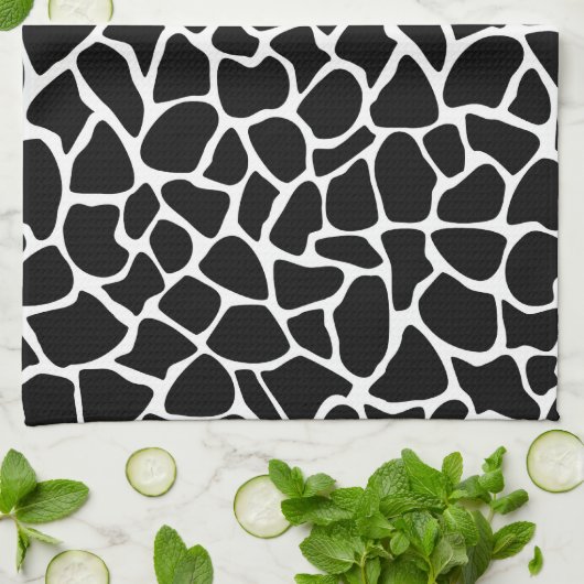 Black and White Animal Print Giraffe Pattern Theedoek (Gevouwen)