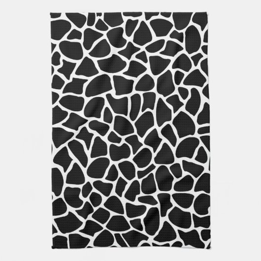 Black and White Animal Print Giraffe Pattern Theedoek (Verticaal)