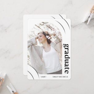 Black and White Arch Photo Graduparty Invita Kaart