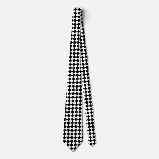 Black and White Argyle Diamond Pattern Stropdas (Voorkant)