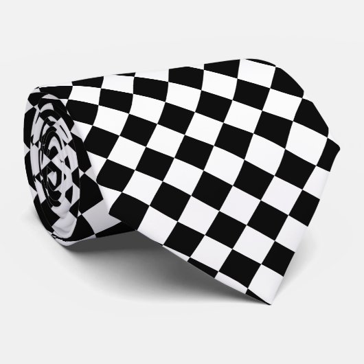 Black and White Argyle Diamond Pattern Stropdas (Opgerold)