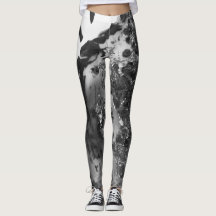 Black and white art texture painting legging