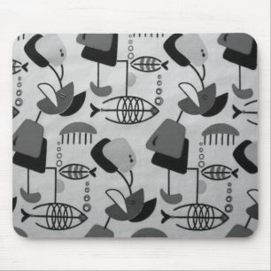 Black and White Atomic Pattern Mousepad Muismat