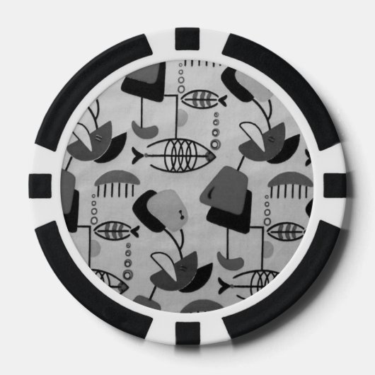 Black and White Atomic Pattern Poker Chip (Voorkant)