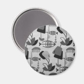 Black and White Atomic Pattern Round Magnet Magneet (Voorkant / Achterkant)