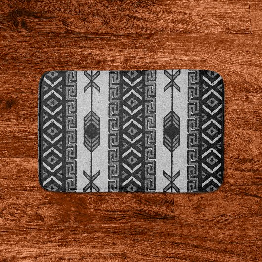 Black and White Aztec Pattern Southwest Tribal Badmat