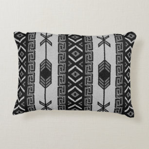 Black and White Aztec Pattern Southwest Tribal Decoratief Kussen