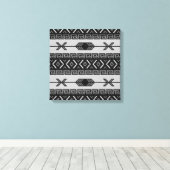 Black and White Aztec Pattern Southwest Wall Art Canvas Afdruk (Insitu (Houten vloer))