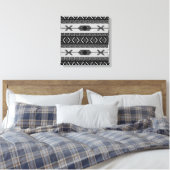 Black and White Aztec Pattern Southwest Wall Art Canvas Afdruk (Insitu (Slaapkamer))