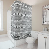 Black and White Aztec Pattern Southwestern Style Douchegordijn (In situ)