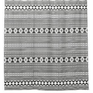 Black and White Aztec Pattern Southwestern Style Douchegordijn
