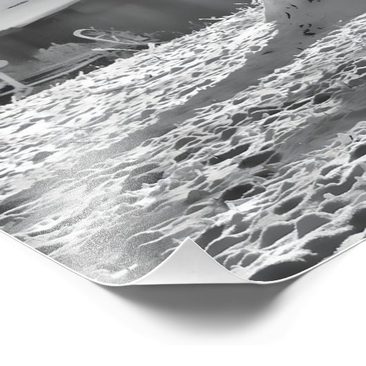 Black and White Backlit Rural Snow Scene Foto Afdruk (Hoek)