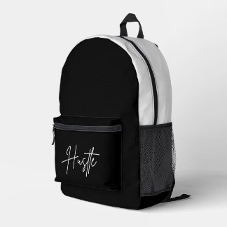 Black and White Backpack - Hustle Quote Bag Bedrukte Rugzak