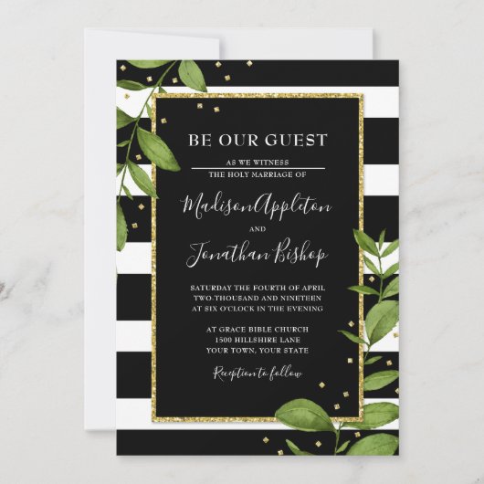 Black and White Be Our Guest Faire-part de mariage (Devant)