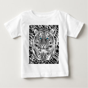 Black and White Blue Eyes Tiger Graphic