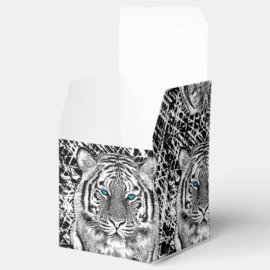 Black and White Blue Eyes Tiger Graphic Bedankdoosjes (Geopend)