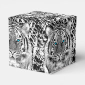 Black and White Blue Eyes Tiger Graphic Bedankdoosjes (Achterkant)