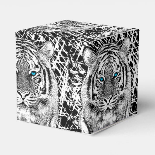 Black and White Blue Eyes Tiger Graphic Bedankdoosjes (Achterkant)