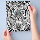 Black and White Blue Eyes Tiger Graphic Flyer (Hand)