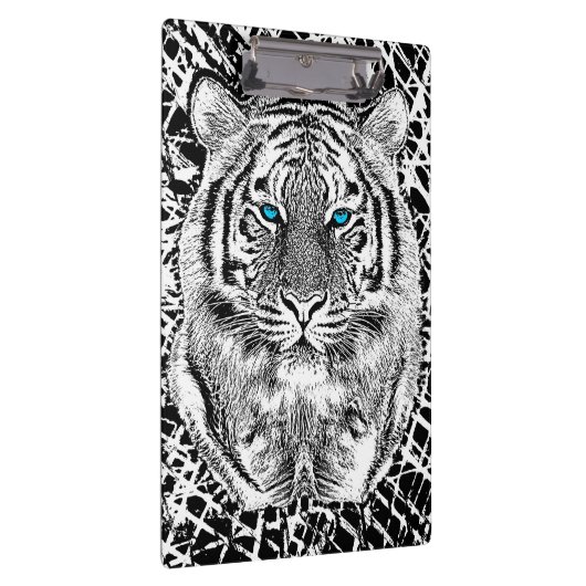 Black and White Blue Eyes Tiger Graphic Klembord (Rechts)
