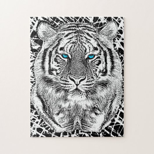 Black and White Blue Eyes Tiger Graphic Legpuzzel (Verticaal)